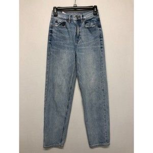 American Eagle Women Baggy Jeans Light Wash Size 00S 00 Short Cotton M130 -17